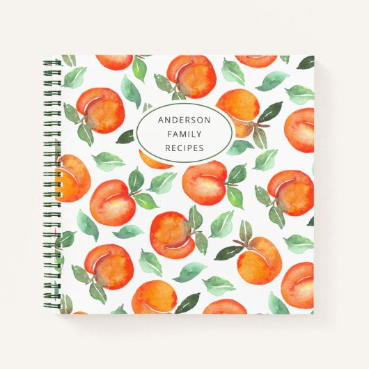 Modern Peach Pattern Personalized Recipe Notitiebo Notitieboek (Voorkant)