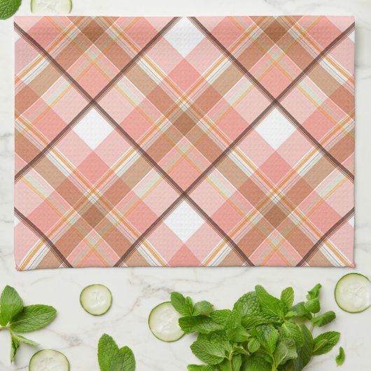 Modern Peach Red Oranje White Brown Pset Pattern Theedoek (Gevouwen)