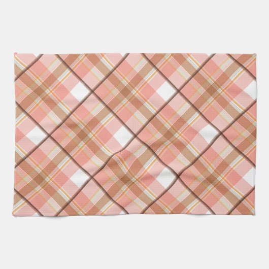 Modern Peach Red Oranje White Brown Pset Pattern Theedoek (Horizontaal)