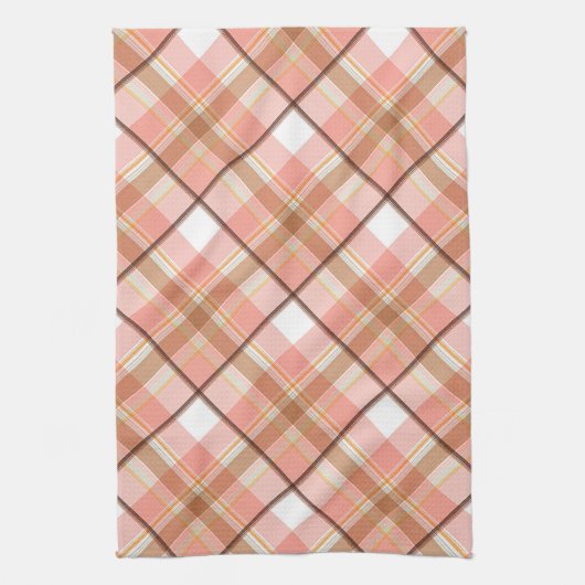 Modern Peach Red Oranje White Brown Pset Pattern Theedoek (Verticaal)