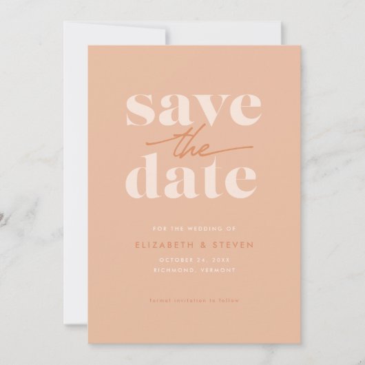 Modern Peach Save the Date Kaart (Voorkant)