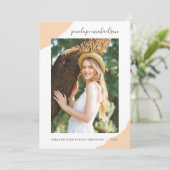 Modern Peach Splashes Photo Graduation Party Kaart (Staand voorkant)