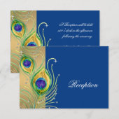 Modern Peacock Feathers Faux Jewel Scroll Swirl Kaart (Voorkant / Achterkant)