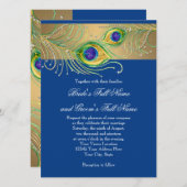 Modern Peacock Feathers Faux Jewel Scroll Swirl Kaart (Voorkant / Achterkant)