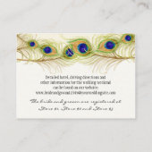 Modern Peacock Feathers Faux Ribbon Damask Swirl Informatiekaartje (Achterkant)
