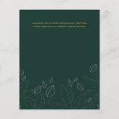 Modern Peacock Green Gold Foil budget Weddenschap (Achterkant)