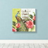 Modern  Peacock stretched canvas Afdruk (Insitu (Houten vloer))