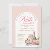 Modern Pearls and Prosecco Shower Invite Design Kaart (Voorkant)