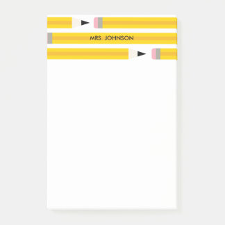 Modern Pencil Teacher Personalized Post-it® Notes
