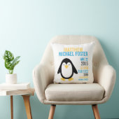 Modern Penguin Birth Announcement Nursery Pillow Kussen (Stoel)