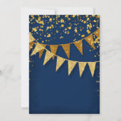 Modern Pennant Banner w Glitter Falling Confetti Kaart (Achterkant)