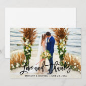 Modern penseel lettertype | Liefde Dank Huwelijksf Bedankkaart (Voorkant / Achterkant)