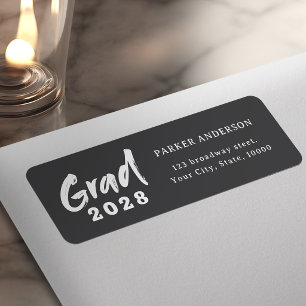 Modern penseel schrift afstudeer retouradres etiket