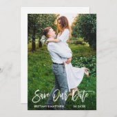 Modern Penseel Schrift Bewaar Onze Datum Foto Kaar Save The Date (Voorkant / Achterkant)