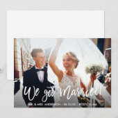 Modern Penseel Schrift We Got Married Trouwen Aankondiging (Voorkant / Achterkant)