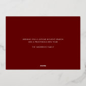 Modern Penseel Script Rood Aangepaste Foto Kerstmi Folie Feestdagenkaart (Achterkant)