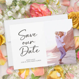 Modern penseelscript 2 Photo Wedding Save The Date