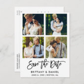 Modern penseelscript 4 Foto slaat de datum op Briefkaart (Voorkant / Achterkant)