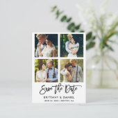 Modern penseelscript 4 Foto slaat de datum op Briefkaart (Staand voorkant)