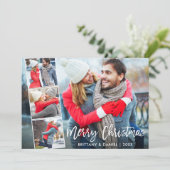 Modern penseelscript 4 Fotokoppeling Collage Feestdagenkaart (Staand voorkant)