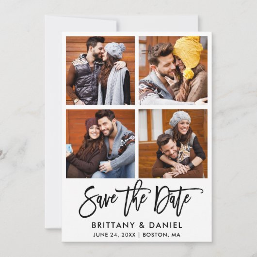 Modern penseelscript 4 Fotokoppeling Save The Date (Voorkant)