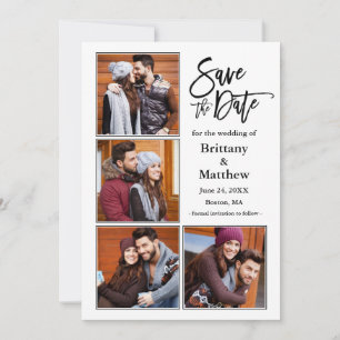 Modern penseelscript 4 Verloving Fotopaar Save The Date