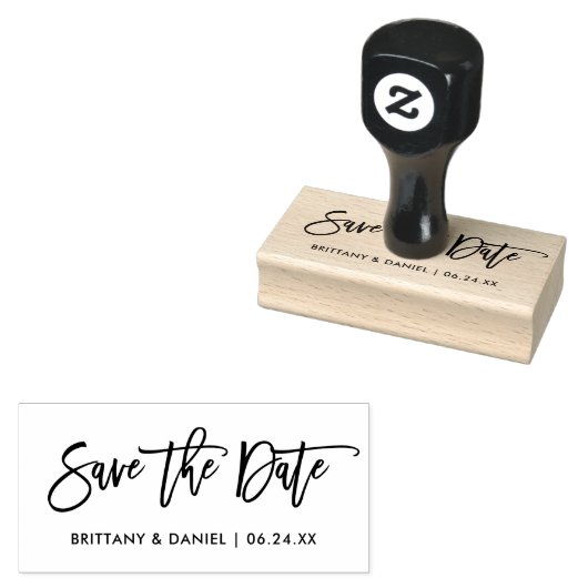 Modern penseelscript De datum opslaan Rubberstempel (Gestempeld)