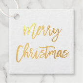 Modern penseelscript Gold Merry-kerstviare Bedankjes Labels (Voorkant)
