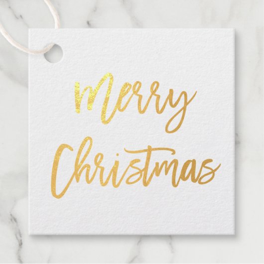 Modern penseelscript Gold Merry-kerstviare Bedankjes Labels (Voorkant)