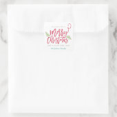 Modern penseelscript, helder kerstfeest vierkante sticker (Tas)