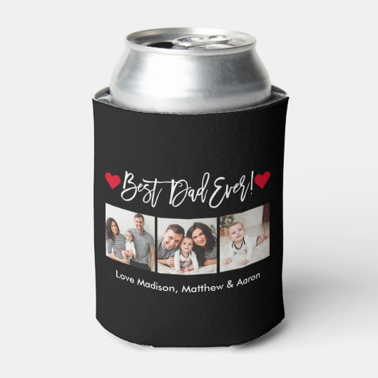 Modern penseelscript maakt 3 foto's Beste vader oo Blikjeskoeler (Blikje Voorkant)