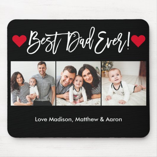 Modern penseelscript maakt 3 foto's Beste vader oo Muismat (Voorkant)