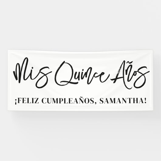 Modern penseelscript Mis Quince Años Spandoek (Horizontaal)