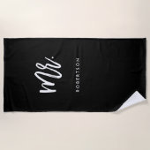 Modern penseelscript | Mr. | bewerkbare kleur Strandlaken (Voorkant)