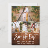 Modern penseelscript Roesthout 4 Fotokoppeling Save The Date (Voorkant)