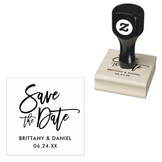 Modern penseelscript Sla het datumvierkant op Rubberstempel (Gestempeld)