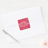Modern penseelscript voor heldere kerstfeestdag ro vierkante sticker (Envelop)