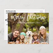 Modern penseelscript voor vrolijk kerstfeest Foto Briefkaart (Voorkant / Achterkant)