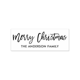 Modern penseelscript voor vrolijk kerstfeest rubberstempel