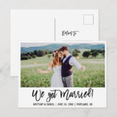 Modern penseelscript we hebben gehuwde foto briefkaart (Voorkant / Achterkant)