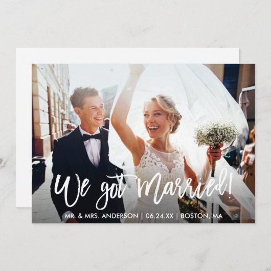 Modern penseelscript we hebben huwelijkshuwelijk aankondiging (Voorkant / Achterkant)