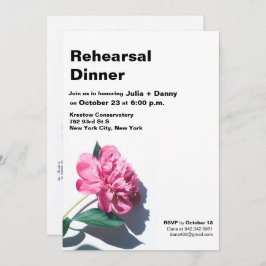 Modern Peony Flower Rehearsal Dinner Invitation Kaart