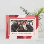 Modern Peppermint Abstract Rood met Kerstmis Feestdagenkaart (Staand voorkant)