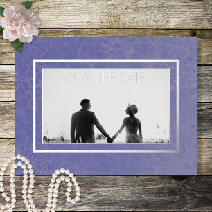 Modern Peri Marble Photo Wedding Save the Date Folie Feestdagen Briefkaart