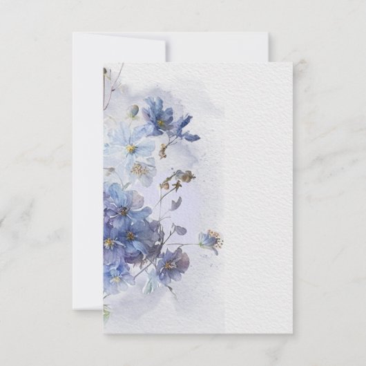 Modern Periwinkle Blue Waterverf Wildbloemen Save The Date (Achterkant)