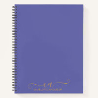 Modern Periwinkle en Gold Script Monogramed