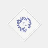 Modern Periwinkle Leafy Crest Monogram Weddenschap Servet (Hoek)