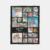 Modern Personalized 19 Photo Collage Black Fleece Deken (Voorkant)