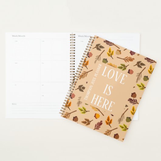 Modern personalized autumn pattern brown chic planner (Display)