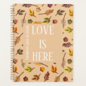 Modern personalized autumn pattern brown chic planner (Voorkant)